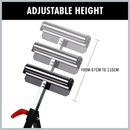 Foldable Roller Support Stand Adjustable Bench Holder 67-110cm Heavy Duty Steel Kings Warehouse 