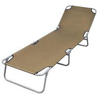 Foldable Sunlounger with Adjustable Backrest Taupe Kings Warehouse 