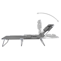 Foldable Sunlounger with Head Cushion Adjustable Backrest Grey Kings Warehouse 
