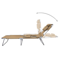 Foldable Sunlounger with Head Cushion Adjustable Backrest Taupe Kings Warehouse 