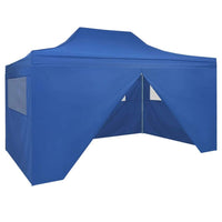 Foldable Tent Pop-Up with 4 Side Walls 3x4.5 m Blue Kings Warehouse 