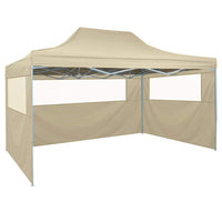 Foldable Tent Pop-Up with 4 Side Walls 3x4.5 m Cream White Kings Warehouse 