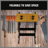 Foldable Work Bench Mobile Sawhorse Garage Trestle Wood Cutting Anti-slip Table Kings Warehouse 