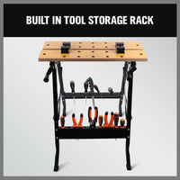 Foldable Work Bench Mobile Sawhorse Garage Trestle Wood Cutting Anti-slip Table Kings Warehouse 