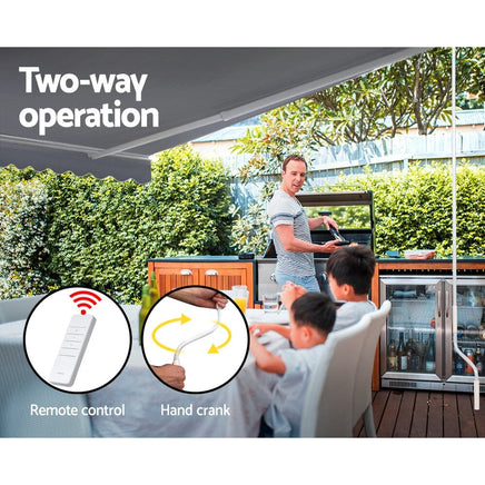 Folding Arm Awning Motorised Outdoor Pearl Retractable 4X2.5M Afterpay Day Sale Kings Warehouse 