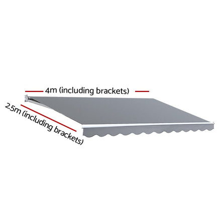 Folding Arm Awning Outdoor Awning Patio Retractable 4Mx2.5M PearlGrey KingsWarehouse 