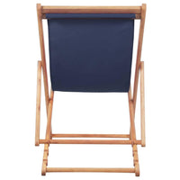 Folding Beach Chair Fabric and Wooden Frame Blue Kings Warehouse 