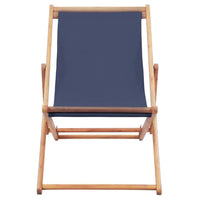 Folding Beach Chair Fabric and Wooden Frame Blue Kings Warehouse 