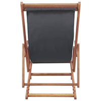 Folding Beach Chair Fabric and Wooden Frame Grey Kings Warehouse 