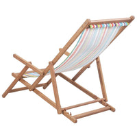 Folding Beach Chair Fabric and Wooden Frame Multicolour Kings Warehouse 