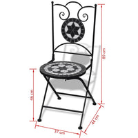 Folding Bistro Chairs 2 pcs Ceramic Black and White Kings Warehouse 