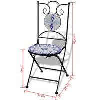Folding Bistro Chairs 2 pcs Ceramic Blue and White Kings Warehouse 