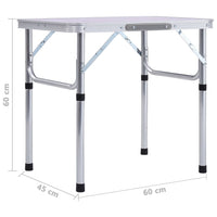 Folding Camping Table White Aluminium 60x45 cm Kings Warehouse 