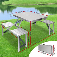 Folding Camping Table with Stools Set Portable Picnic Outdoor Garden BBQ Setting Kings Warehouse 