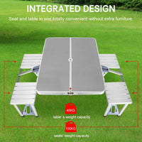 Folding Camping Table with Stools Set Portable Picnic Outdoor Garden BBQ Setting Kings Warehouse 