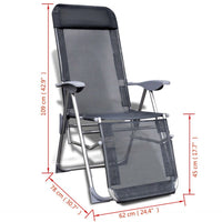 Folding Garden Chairs 2 pcs Aluminium and Textilene Grey Kings Warehouse 