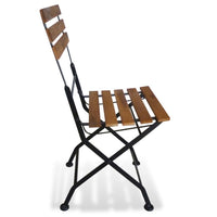 Folding Garden Chairs 2 pcs Steel and Solid Acacia Wood Kings Warehouse 