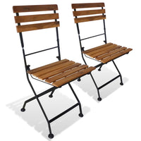 Folding Garden Chairs 2 pcs Steel and Solid Acacia Wood Kings Warehouse 