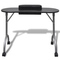 Folding Manicure Nail Table with Castors Black Kings Warehouse 