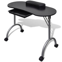 Folding Manicure Nail Table with Castors Black Kings Warehouse 