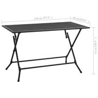 Folding Mesh Table 120x60x72 cm Steel Anthracite Kings Warehouse 