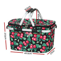 Folding Picnic Bag Basket Cooler Hamper Camping Hiking Insulated Lunch Kings Warehouse 