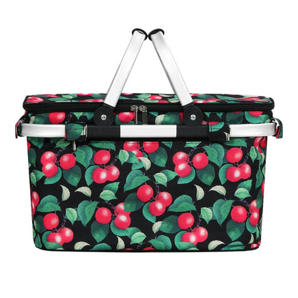 Folding Picnic Bag Basket Cooler Hamper Camping Hiking Insulated Lunch Kings Warehouse 