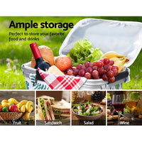 Folding Picnic Bag Basket Hamper Camping Hiking Insulated Lunch Cooler Kings Warehouse 