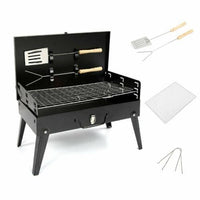 Folding Picnic Camping Charcoal BBQ Grill Adjustable Height Portable Garden Barbecue Grill Broiler Outdoor Cooking Tool Kings Warehouse 