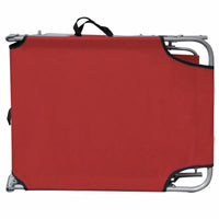 Folding Sun Lounger with Canopy Steel and Fabric Red Kings Warehouse 