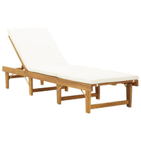 Folding Sun Lounger with Cushion Solid Acacia Wood Kings Warehouse 