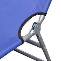 Folding Sun Lounger with Head Cushion Powder-coated Steel Blue Kings Warehouse 