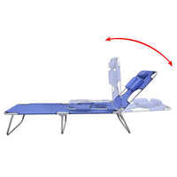 Folding Sun Lounger with Head Cushion Powder-coated Steel Blue Kings Warehouse 
