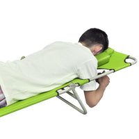 Folding Sun Lounger with Head Cushion Powder-coated Steel Green Kings Warehouse 