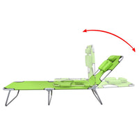 Folding Sun Lounger with Head Cushion Powder-coated Steel Green Kings Warehouse 