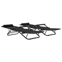 Folding Sun Loungers 2 pcs with Footrests Steel Black Kings Warehouse 