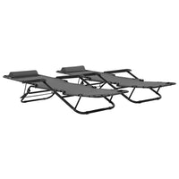 Folding Sun Loungers 2 pcs with Footrests Steel Grey Kings Warehouse 