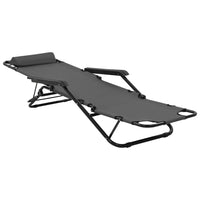 Folding Sun Loungers 2 pcs with Footrests Steel Grey Kings Warehouse 