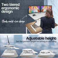 FORTIA 83cm Desk Riser Office Shelf Standup Sit Stand Standing Height Adjustable Kings Warehouse 