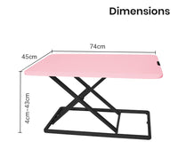 Fortia Desk Riser 74cm Wide Adjustable Sit to Stand for Dual Monitor, Keyboard, Laptop, Pink Kings Warehouse 