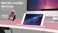 Fortia Desk Riser 90cm Wide Adjustable Sit to Stand for Dual Monitor, Keyboard, Laptop, Pink Kings Warehouse 