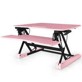 Fortia Desk Riser 90cm Wide Adjustable Sit to Stand for Dual Monitor, Keyboard, Laptop, Pink Kings Warehouse 
