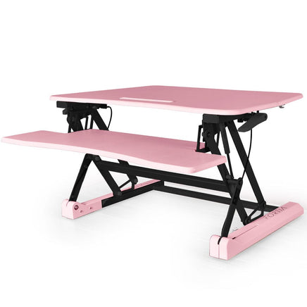 Fortia Desk Riser 90cm Wide Adjustable Sit to Stand for Dual Monitor, Keyboard, Laptop, Pink Kings Warehouse 
