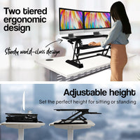 FORTIA Height Adjustable Standing Desk Riser Sit/Stand Computer Desktop Office Kings Warehouse 