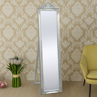 Free-Standing Mirror Baroque Style 160x40 cm Silver Kings Warehouse 
