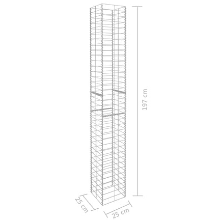 Gabion Baskets 3 pcs Galvanised Steel 25x25x197 cm Garden Supplies Kings Warehouse 