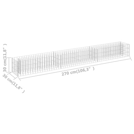 Gabion Raised Bed Galvanised Steel 270x30x30 cm Garden Supplies Kings Warehouse 