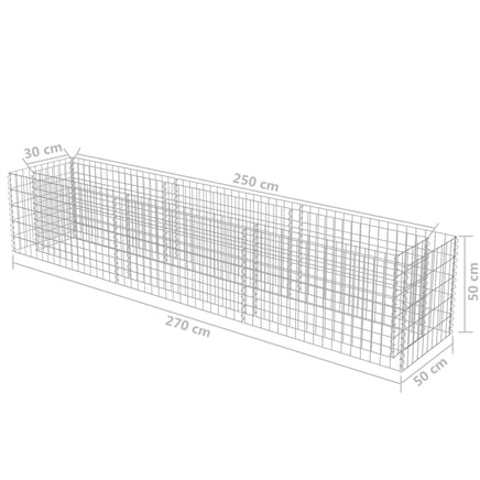 Gabion Raised Bed Galvanised Steel 270x50x50 cm Kings Warehouse 