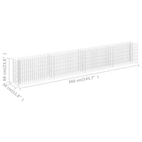 Gabion Raised Bed Galvanised Steel 360x30x60 cm Garden Supplies Kings Warehouse 
