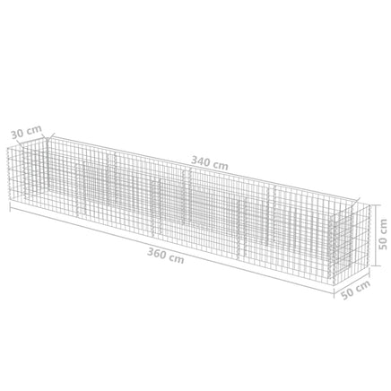 Gabion Raised Bed Galvanised Steel 360x50x50 cm Kings Warehouse 